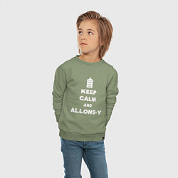 Свитшот хлопковый детский Keep Calm & Allons-Y, цвет: авокадо — фото 2