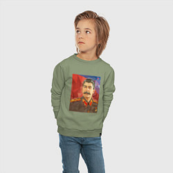 Свитшот хлопковый детский Сталин: полигоны, цвет: авокадо — фото 2