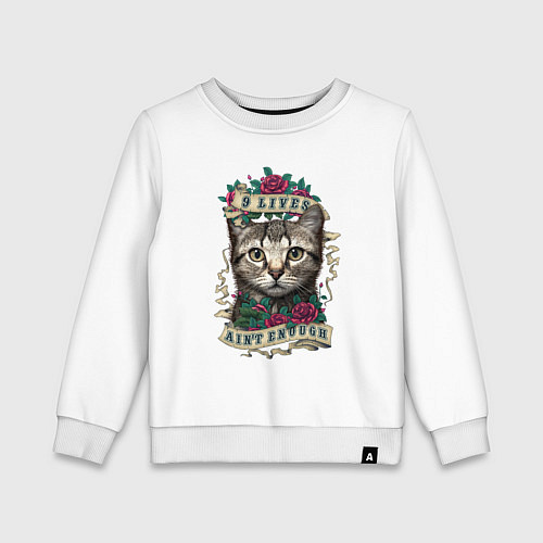 Детский свитшот 9 жизней-недостаточно! / Белый – фото 1