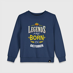 Свитшот хлопковый детский Legends are born in october, цвет: тёмно-синий