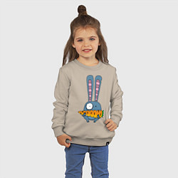 Свитшот хлопковый детский Заяц с морковкой, цвет: миндальный — фото 2