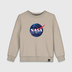 Свитшот хлопковый детский NASA: Cosmic Logo, цвет: миндальный