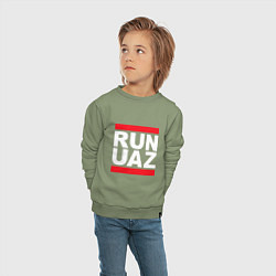 Свитшот хлопковый детский Run UAZ, цвет: авокадо — фото 2
