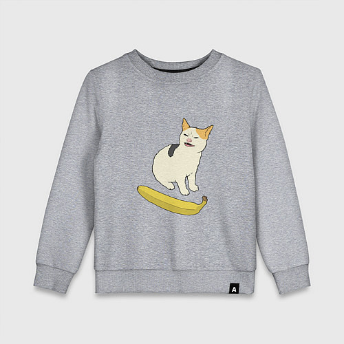 Детский свитшот Cat no banana meme / Меланж – фото 1