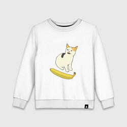 Свитшот хлопковый детский Cat no banana meme, цвет: белый