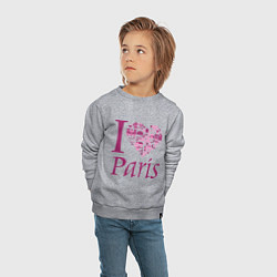 Свитшот хлопковый детский I love Paris, цвет: меланж — фото 2