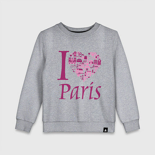 Детский свитшот I love Paris / Меланж – фото 1