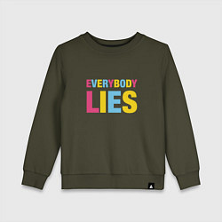 Свитшот хлопковый детский Everybody Lies, цвет: хаки