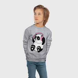 Свитшот хлопковый детский Panda in headphones панда в наушниках, цвет: меланж — фото 2