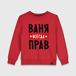 Детский свитшот Ваня всегда прав