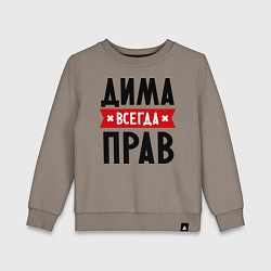 Свитшот хлопковый детский Дима всегда прав, цвет: утренний латте