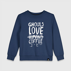 Свитшот хлопковый детский Ghouls Love Coffee, цвет: тёмно-синий