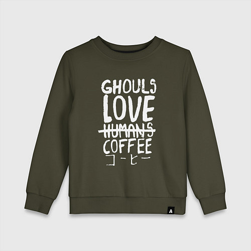 Детский свитшот Ghouls Love Coffee / Хаки – фото 1