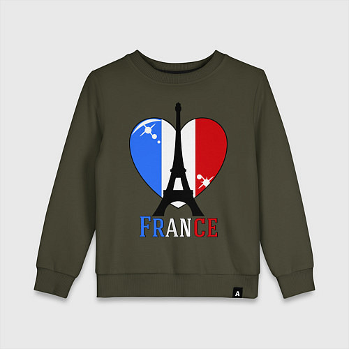 Детский свитшот France Love / Хаки – фото 1