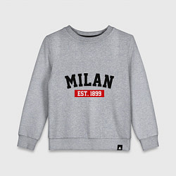 Свитшот хлопковый детский FC Milan Est. 1899, цвет: меланж