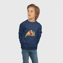 Свитшот хлопковый детский Кусочек пиццы парная, цвет: тёмно-синий — фото 2