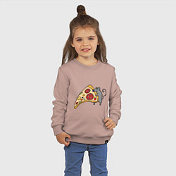Свитшот хлопковый детский Кусочек пиццы парная, цвет: пыльно-розовый — фото 2