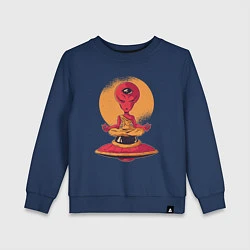 Свитшот хлопковый детский Медитация пришельца, цвет: тёмно-синий