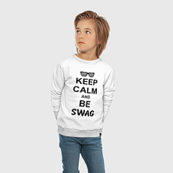 Свитшот хлопковый детский Keep Calm & Be Swag, цвет: белый — фото 2