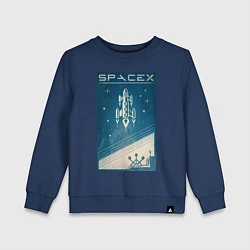 Свитшот хлопковый детский SpaceX: Space Ship, цвет: тёмно-синий