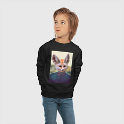 Свитшот хлопковый детский Фенек в рубашке, цвет: черный — фото 2