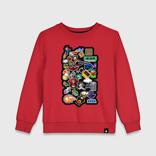 Детский свитшот Стикеры 8бит / Красный – фото 1