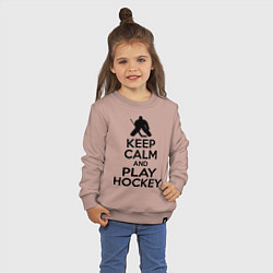 Свитшот хлопковый детский Keep Calm & Play Hockey, цвет: пыльно-розовый — фото 2