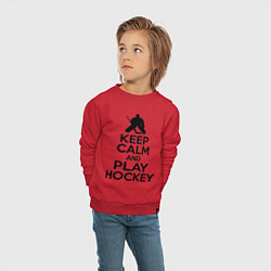 Свитшот хлопковый детский Keep Calm & Play Hockey, цвет: красный — фото 2