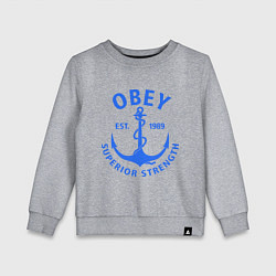 Свитшот хлопковый детский OBEY: Suprerior Strength, цвет: меланж