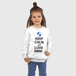 Свитшот хлопковый детский Keep Calm & Love Bmw, цвет: белый — фото 2