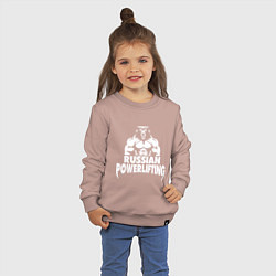 Свитшот хлопковый детский Russian powerlifting, цвет: пыльно-розовый — фото 2
