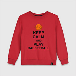 Свитшот хлопковый детский Keep Calm & Play Basketball, цвет: красный