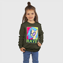 Свитшот хлопковый детский DJ Pon-3 RAVE, цвет: хаки — фото 2