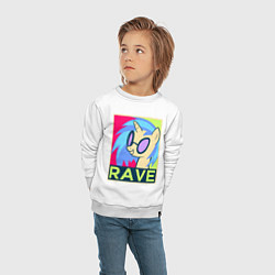 Свитшот хлопковый детский DJ Pon-3 RAVE, цвет: белый — фото 2