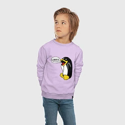 Свитшот хлопковый детский Пингвин: Linux, цвет: лаванда — фото 2