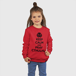 Свитшот хлопковый детский Keep Calm & Pray Cthulhu, цвет: красный — фото 2
