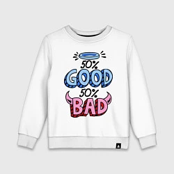 Свитшот хлопковый детский Good / Bad, цвет: белый