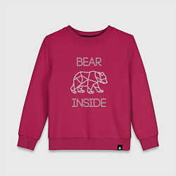 Свитшот хлопковый детский Bear Inside, цвет: маджента