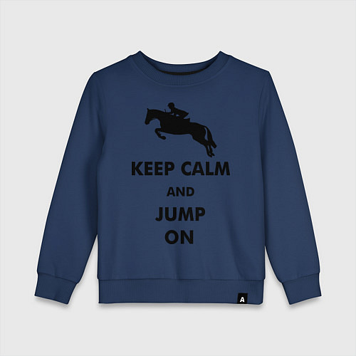 Детский свитшот Keep Calm & Jump On / Тёмно-синий – фото 1