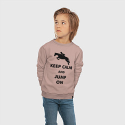Свитшот хлопковый детский Keep Calm & Jump On, цвет: пыльно-розовый — фото 2