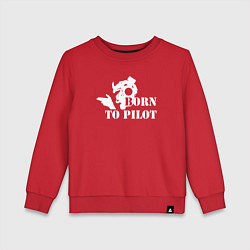 Свитшот хлопковый детский Born to pilot, цвет: красный