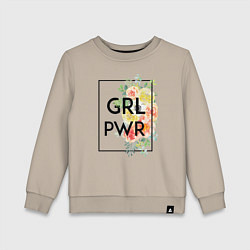 Свитшот хлопковый детский GRL PWR, цвет: миндальный