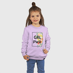 Свитшот хлопковый детский GRL PWR, цвет: лаванда — фото 2