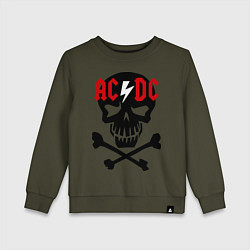 Свитшот хлопковый детский AC/DC Skull, цвет: хаки