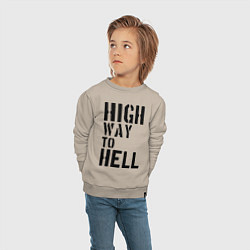 Свитшот хлопковый детский High way to hell, цвет: миндальный — фото 2