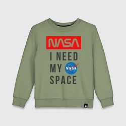 Свитшот хлопковый детский Nasa i need my space, цвет: авокадо