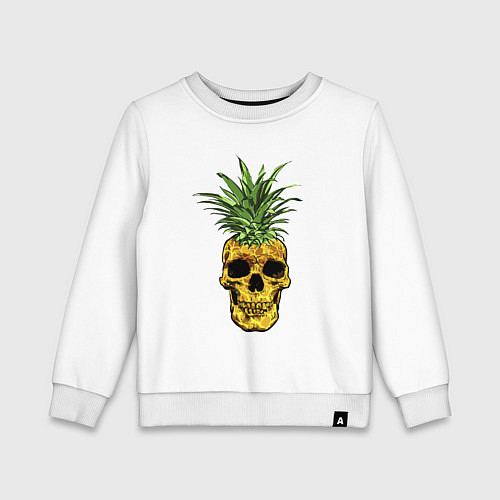 Детский свитшот Череп-ананас - лето / Белый – фото 1