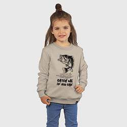 Свитшот хлопковый детский Catch me if you can, цвет: миндальный — фото 2