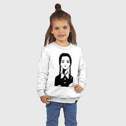 Свитшот хлопковый детский Wednesday Addams, цвет: белый — фото 2
