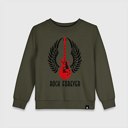 Свитшот хлопковый детский Rock forever, цвет: хаки